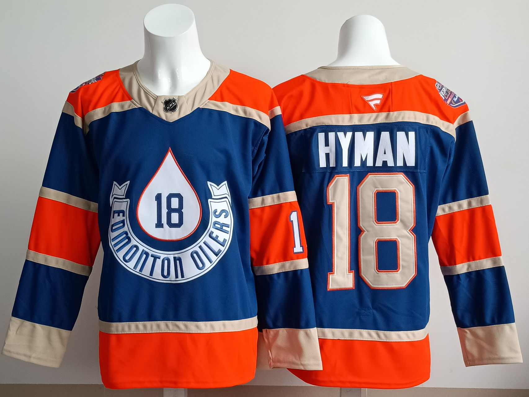Men 2025 Edmonton Oilers #18 Hyman Blue Fanatics Home Premium NHL Jersey style 1->edmonton oilers->NHL Jersey